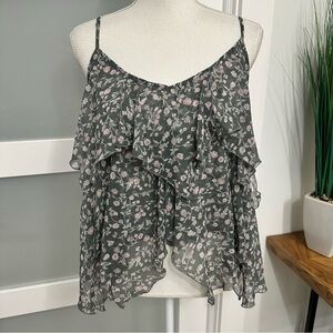 Abercrombie & Fitch Handkerchief Style Ruffle Tiered Top Large Dainty Feminine